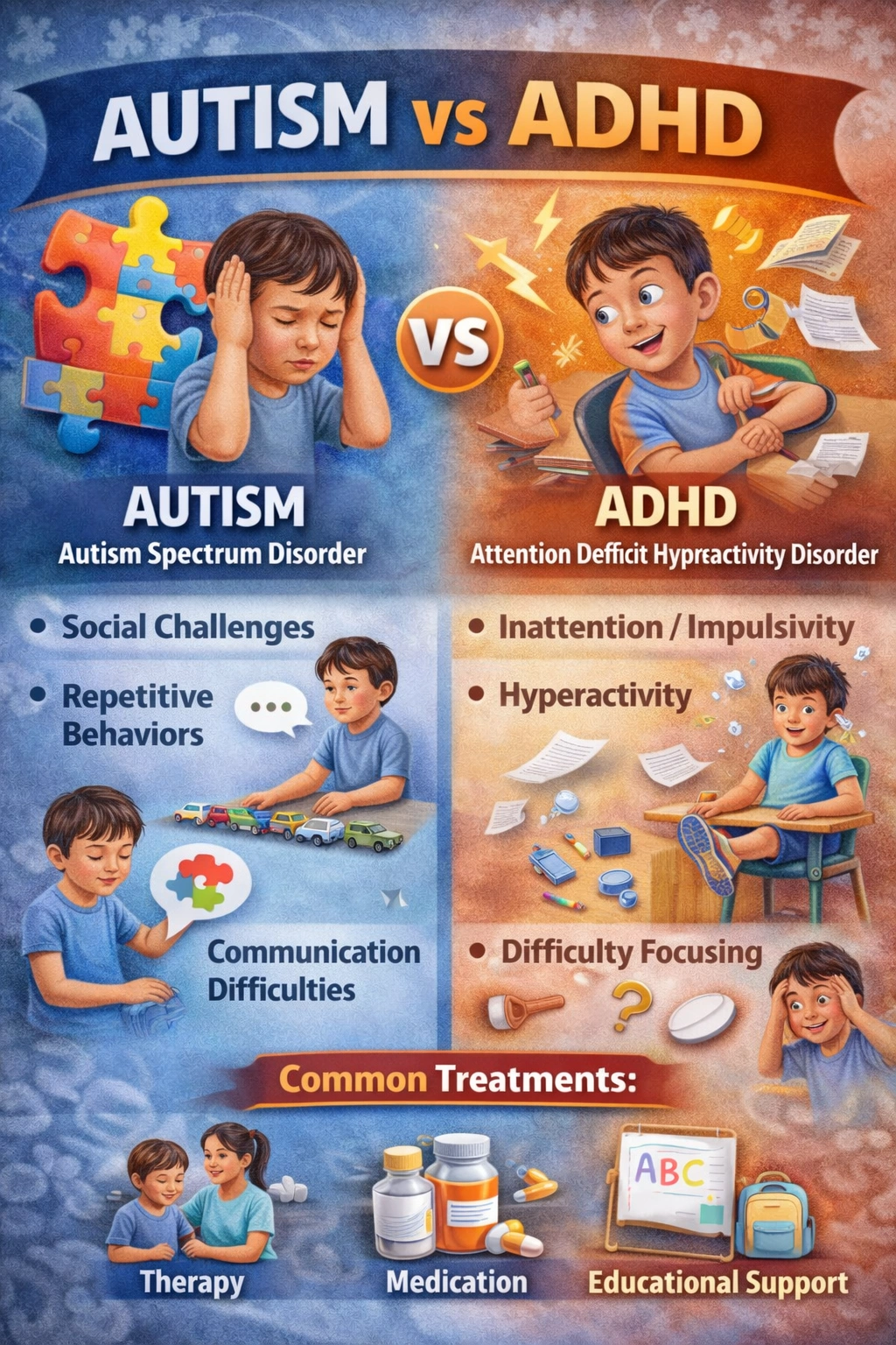 AUTISM VS ADHD (Attention deficits and Hyperactivity)